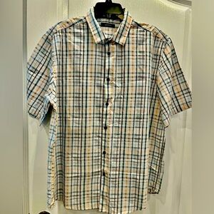 ALFANI Short Sleeve Mulitcolor Striped Shirt Men. Size : XL 100% Cotton
